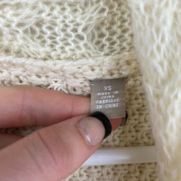 Anthro Knitted and Knotted cream and tan sweater cardigan- XS - Picture 3 of 5